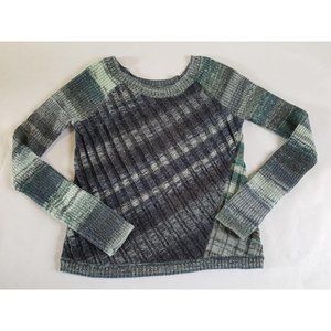 FREE PEOPLE Geometric Knit Sweater Striped Blue Cr